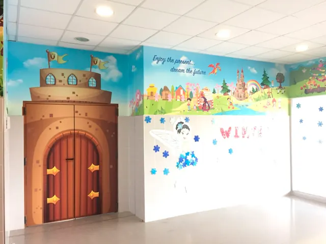 Puerta personalizada con vinilo, Colegio Vistarreal